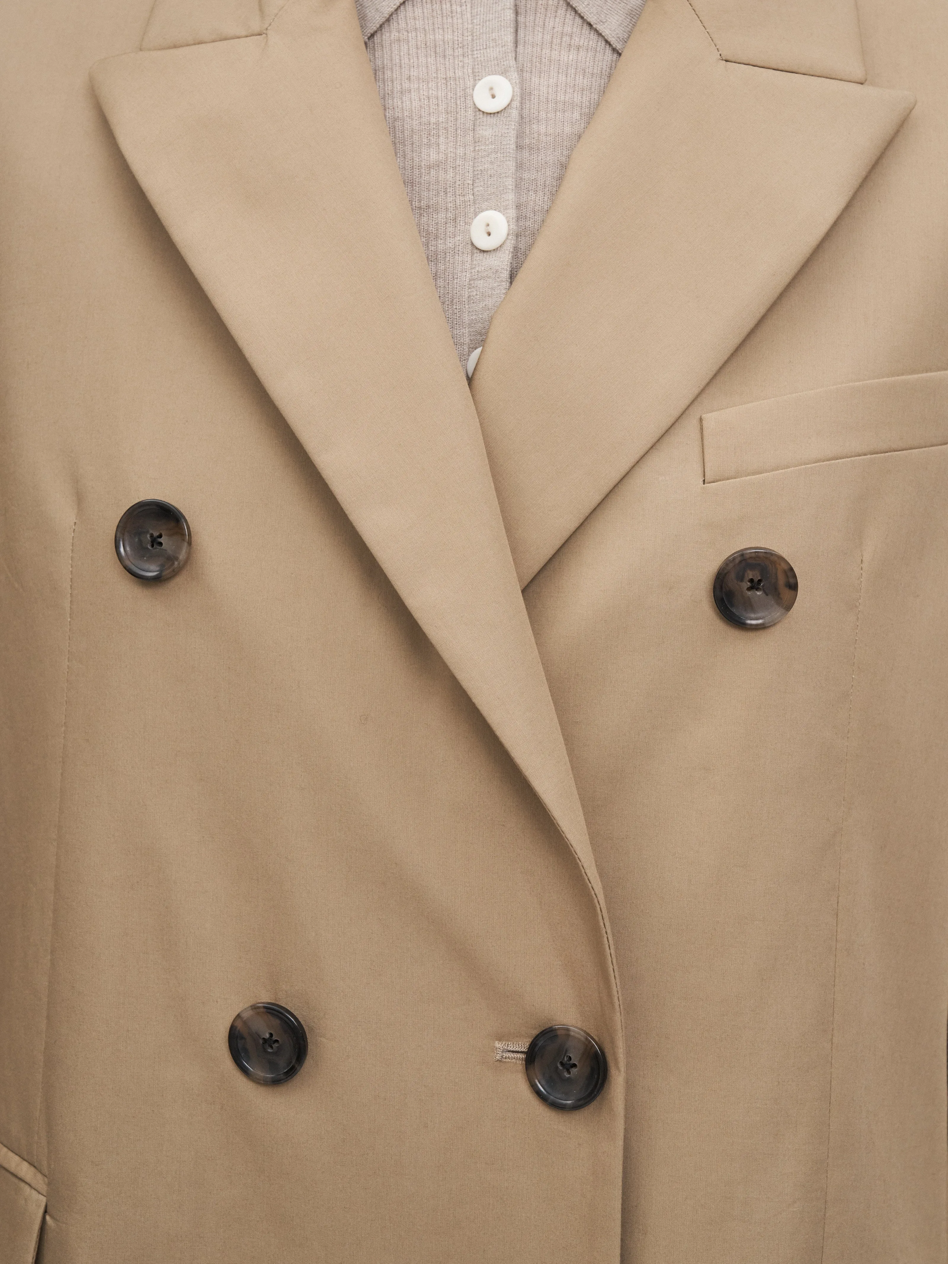 Billet Double Breasted Blazer in Walnut Cotton Poplin