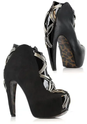 Black & Silver Armadillo Ankle Booties