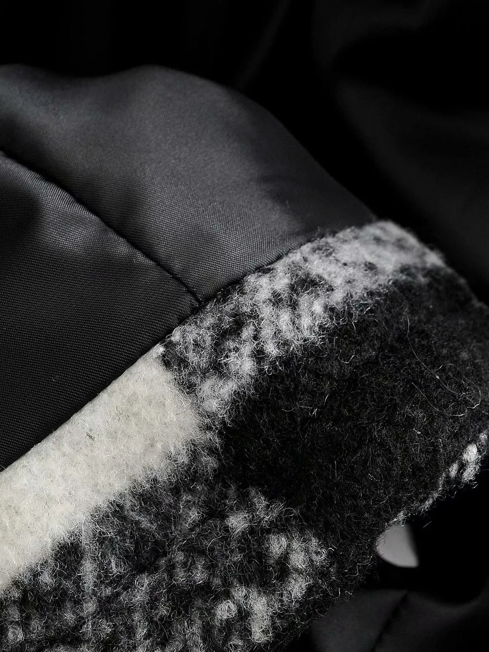 Black And White Grid Single-breasted Shirt Style Cardigan Coat