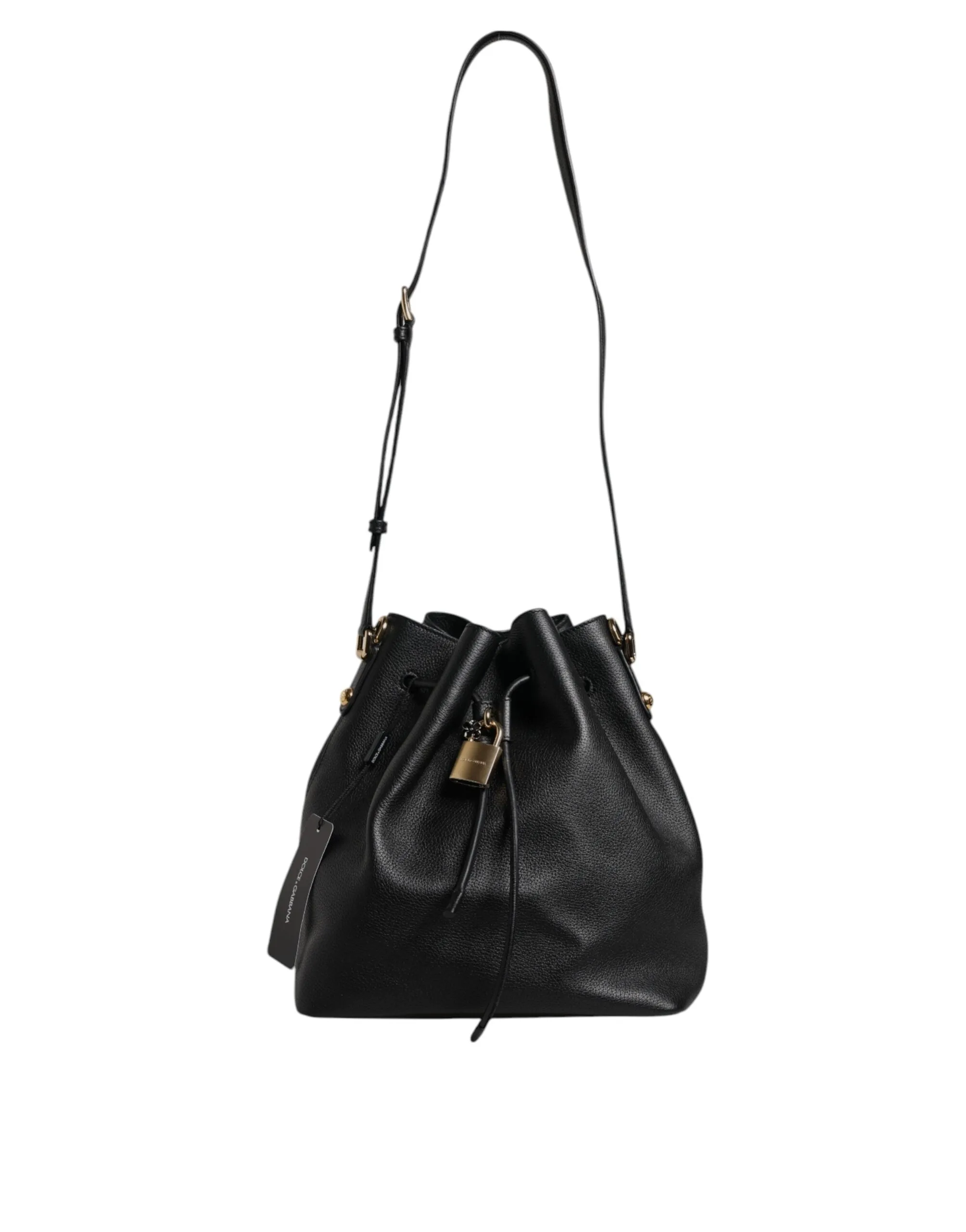 Black Calfskin Leather DOLCE Shoulder Bucket Bag