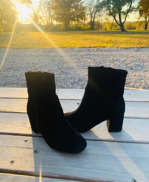 Black Chunky Heel Ankle Booties