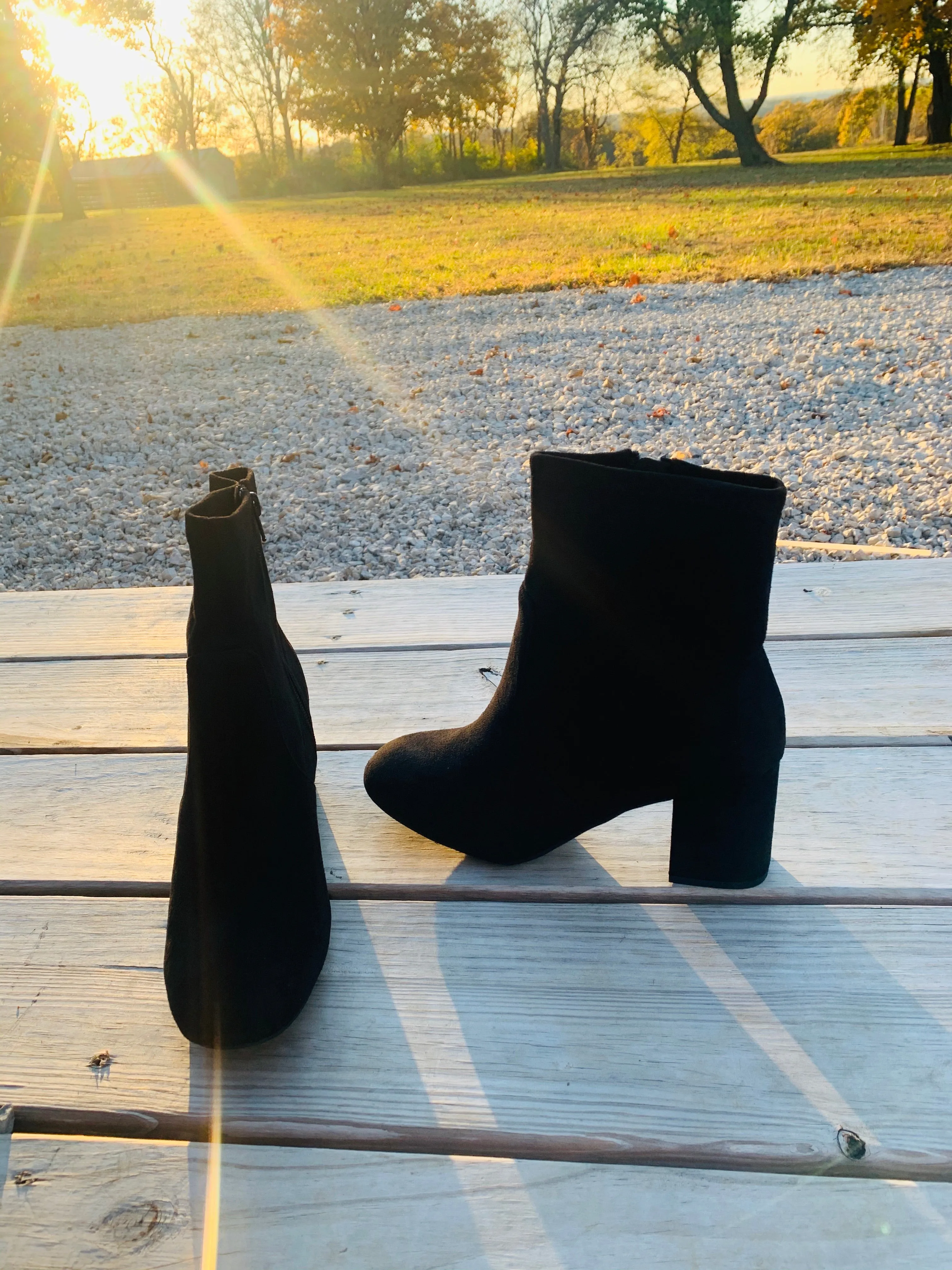 Black Chunky Heel Ankle Booties