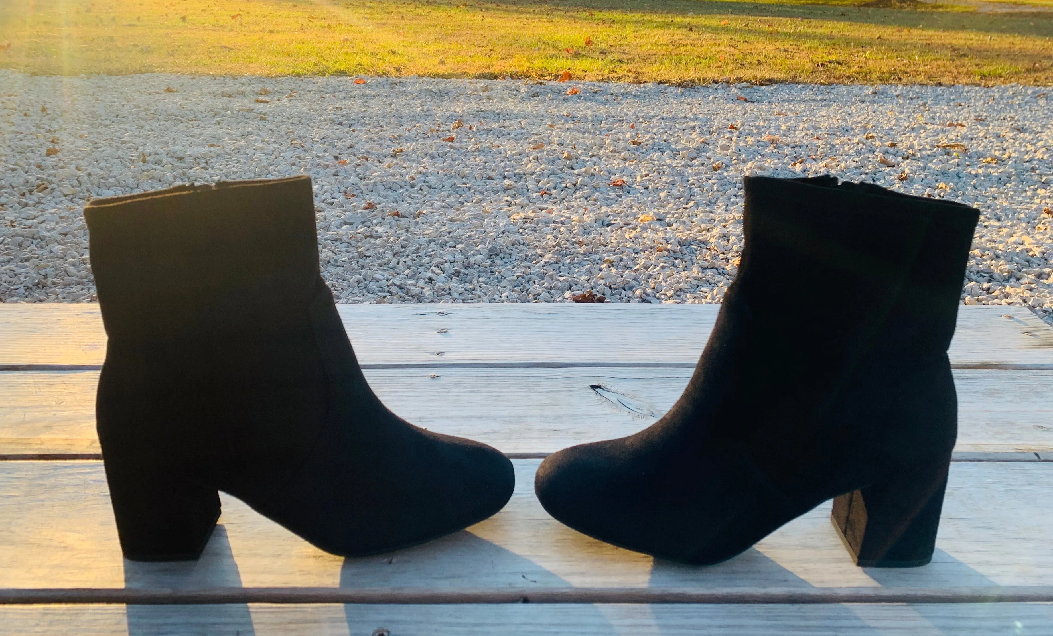 Black Chunky Heel Ankle Booties