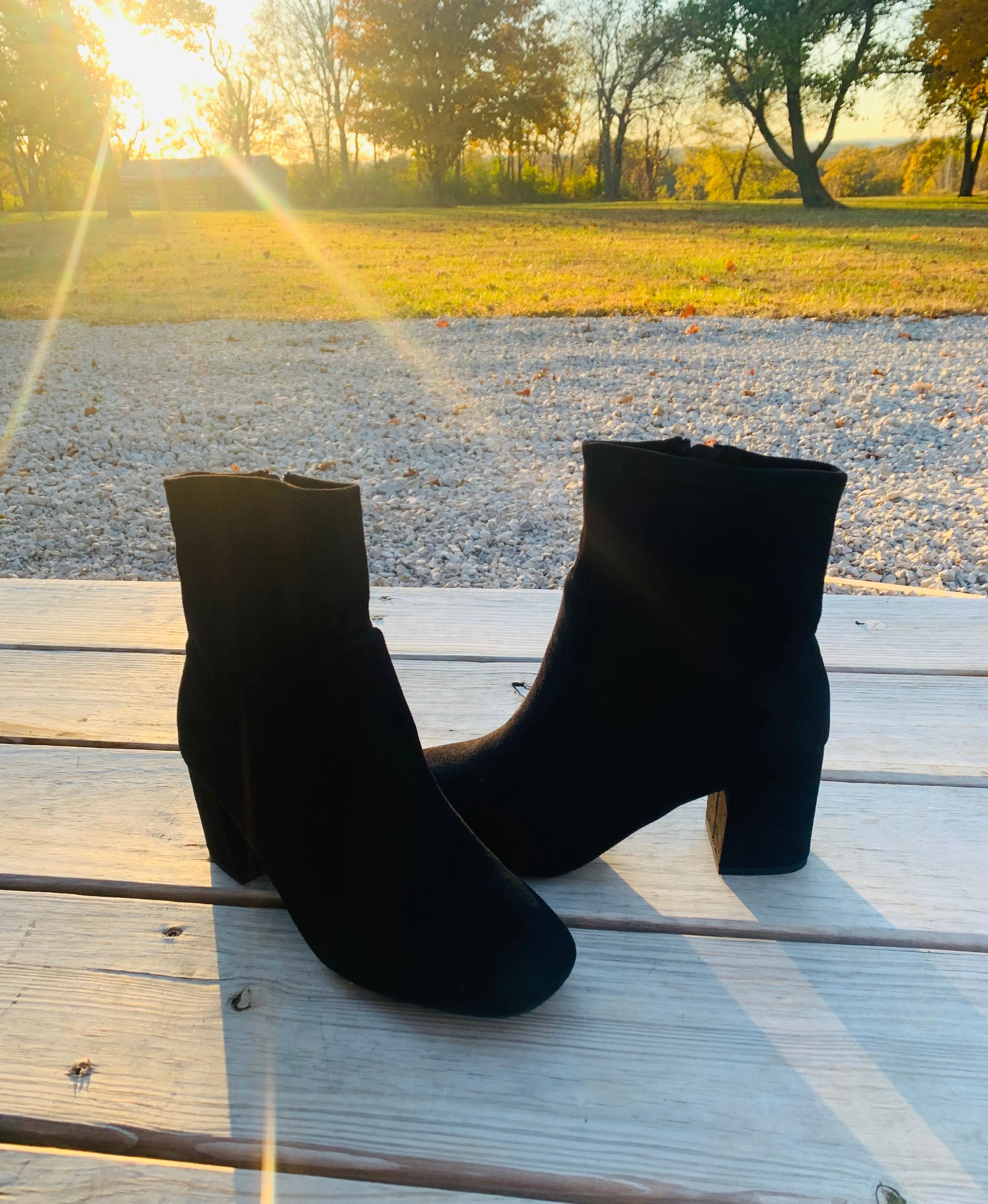 Black Chunky Heel Ankle Booties