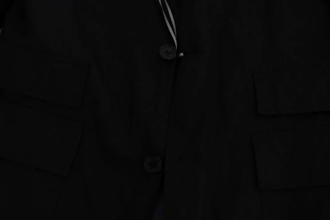 Black Cotton Slim Fit Blazer Jacket