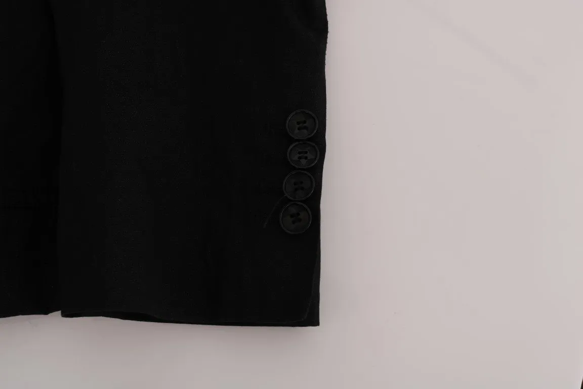 Black Cotton Slim Fit Blazer Jacket