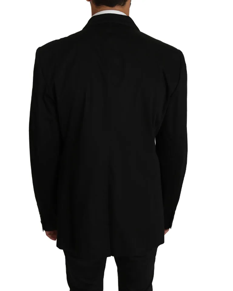 Black Cotton Stretch Slim Blazer Jacket