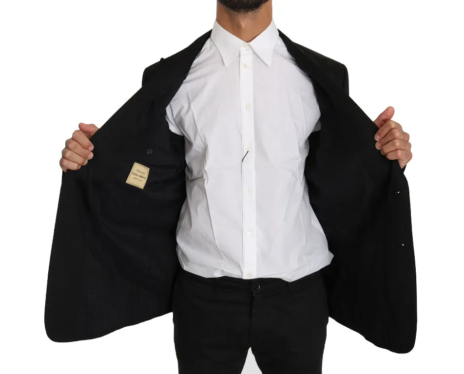 Black Cotton Stretch Slim Blazer Jacket