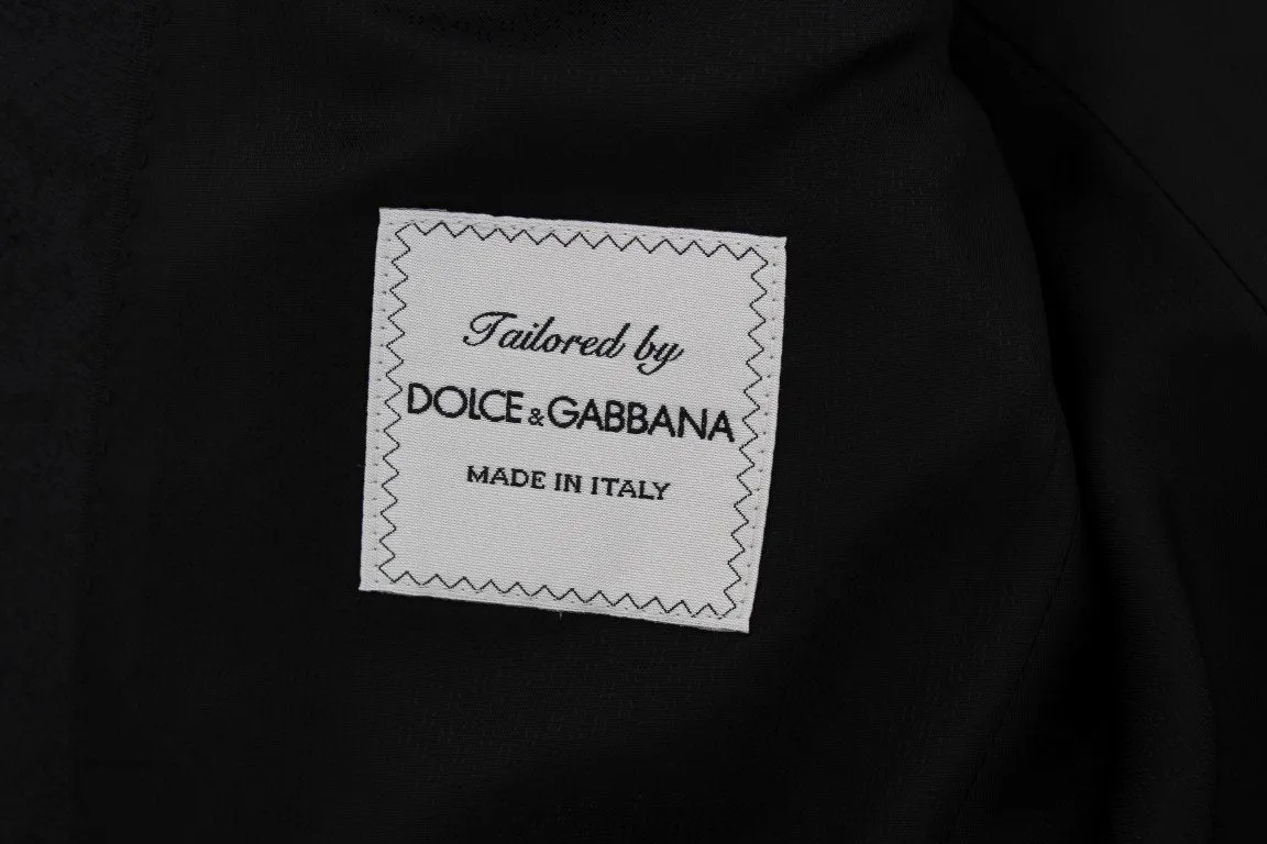 Black Floral Ricamo Slim Fit Blazer Jacket