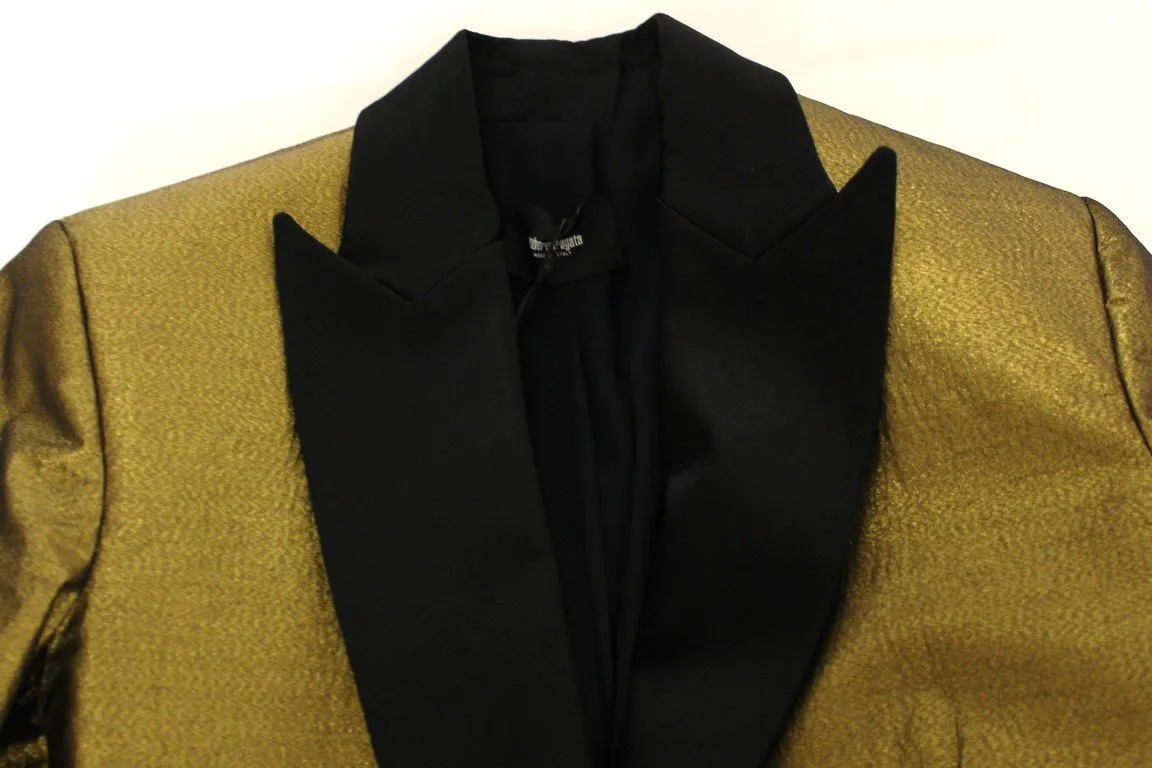 Black Gold Silk Coat Jacket Long Blazer