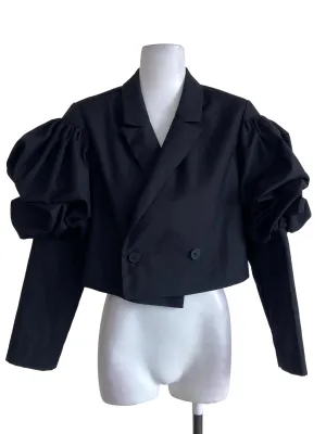 Black Puffed Sleeve Bolero Cardigan