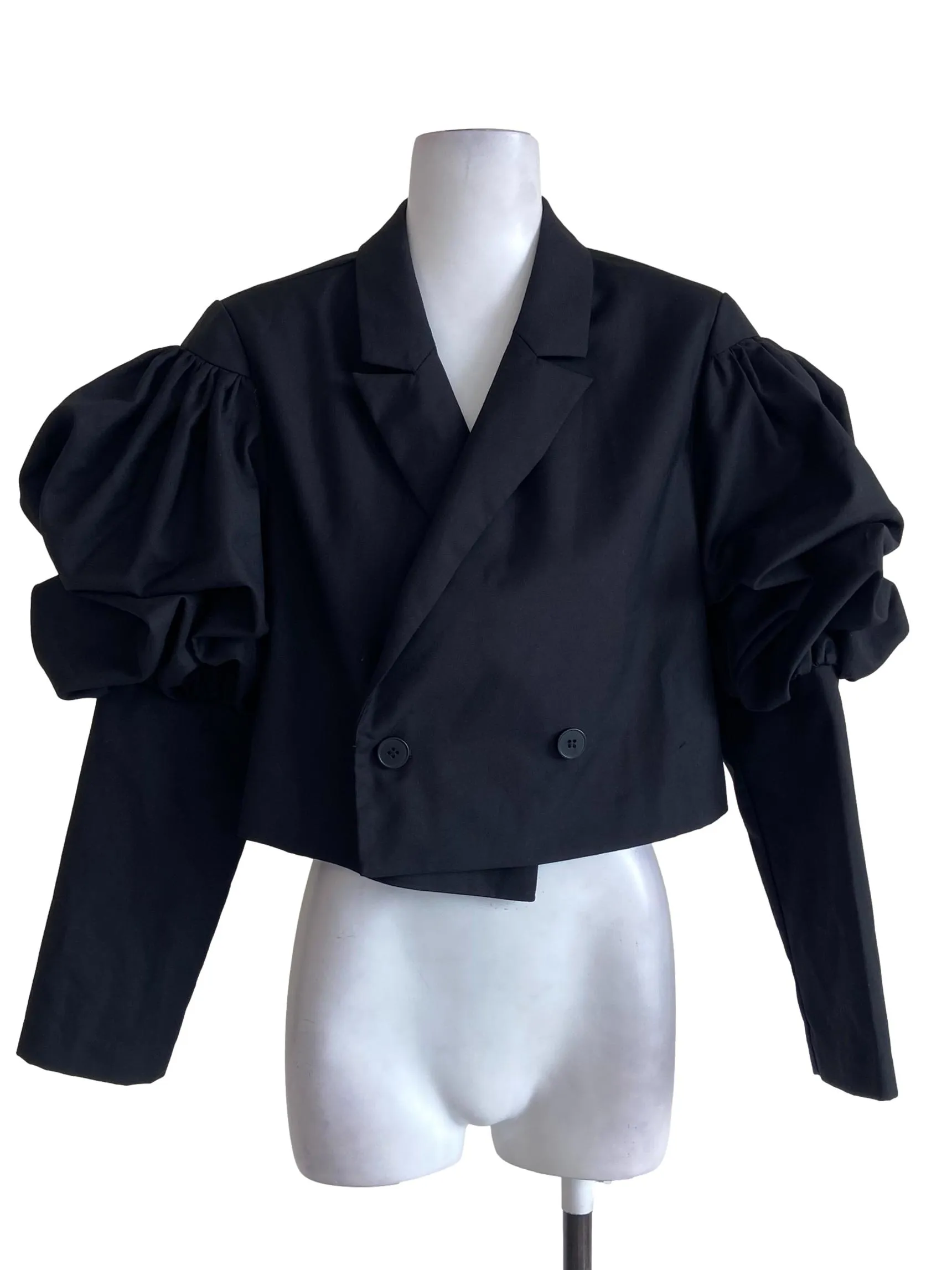 Black Puffed Sleeve Bolero Cardigan