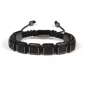 Black Python Square Beads Braided Bracelet