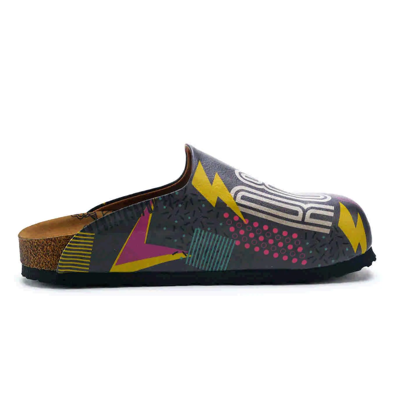 Black Retro Graphic Clogs  -  CAL1411