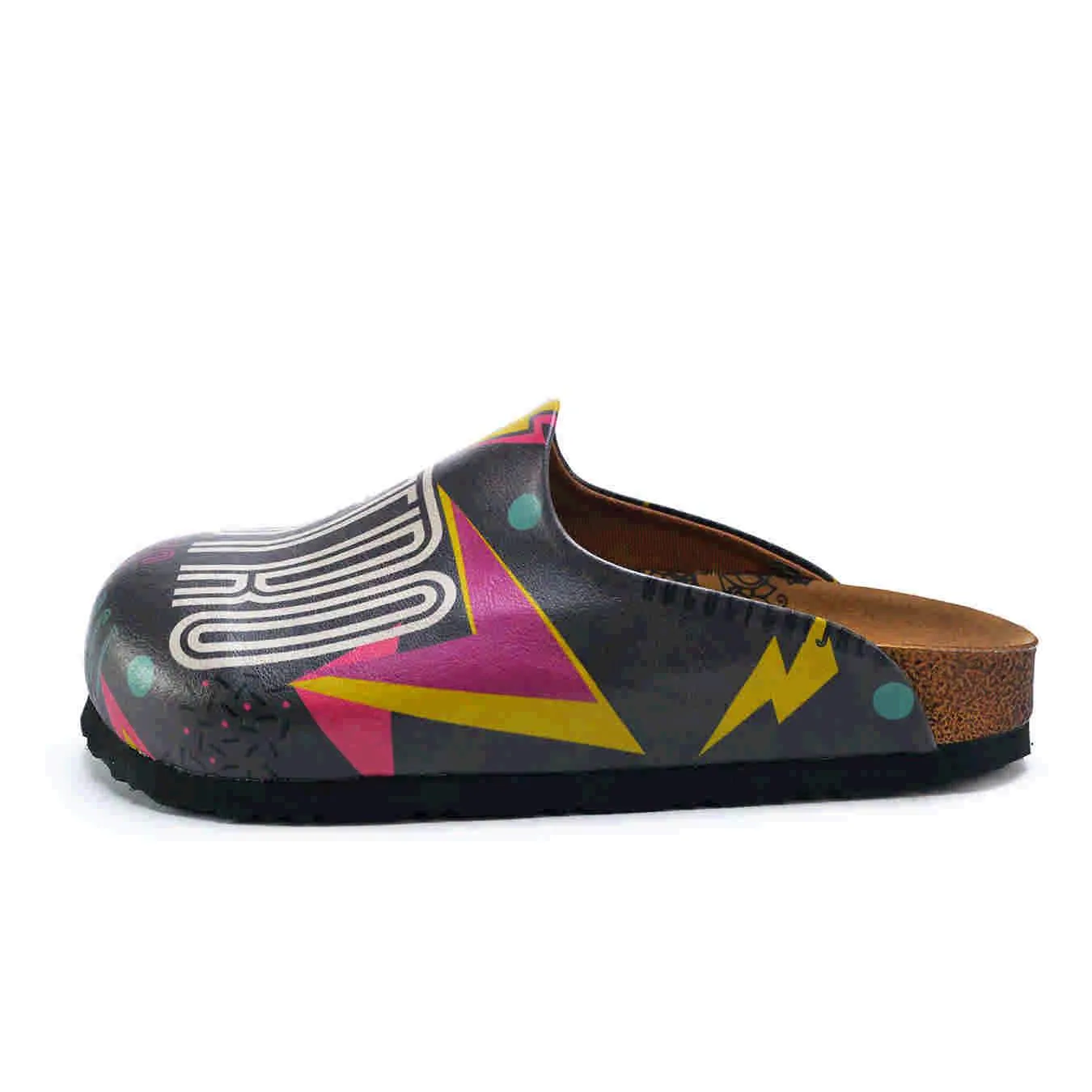 Black Retro Graphic Clogs  -  CAL1411