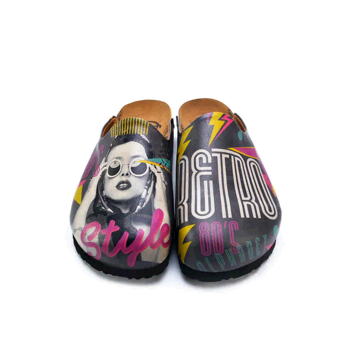 Black Retro Graphic Clogs  -  CAL1411