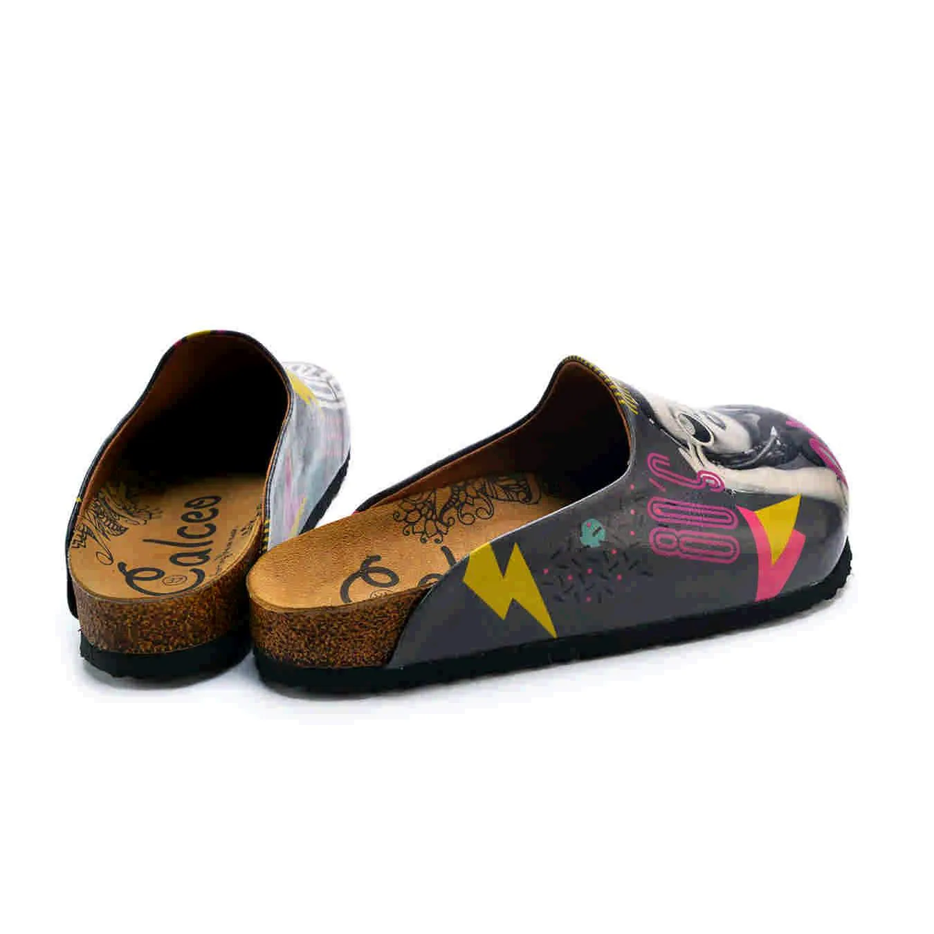 Black Retro Graphic Clogs  -  CAL1411