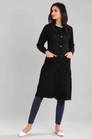 Black Round Neck Solid Sweater
