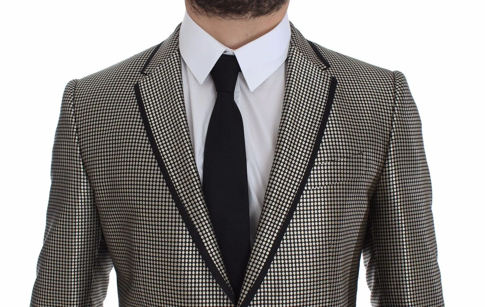 Black Silk Slim Two Button Blazer