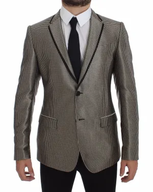 Black Silk Slim Two Button Blazer