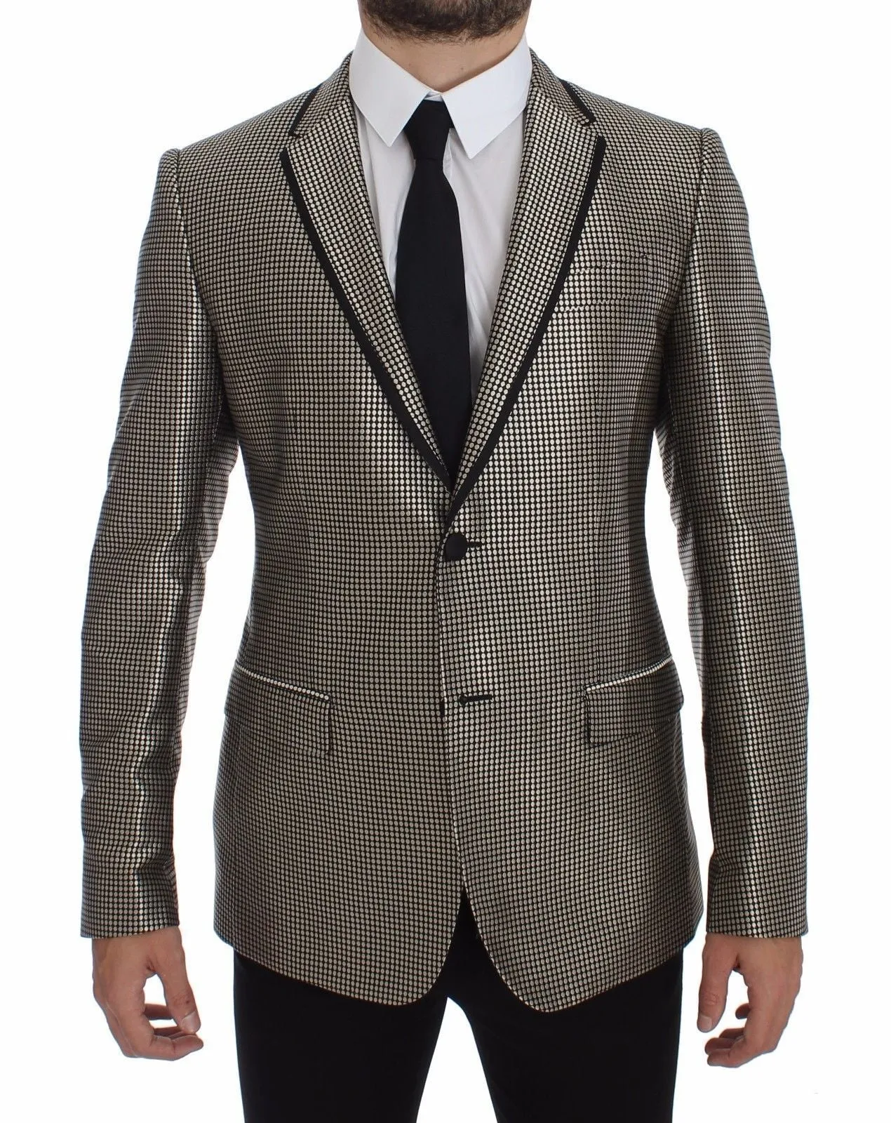 Black Silk Slim Two Button Blazer