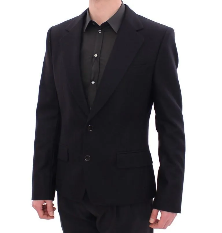Black slim fit wool blazer