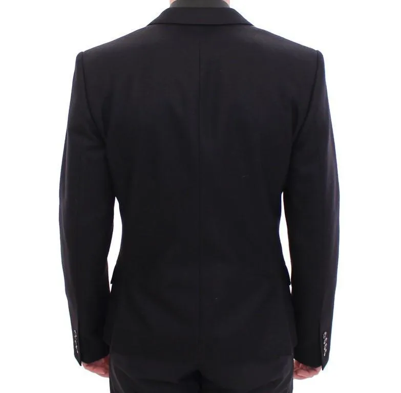 Black slim fit wool blazer