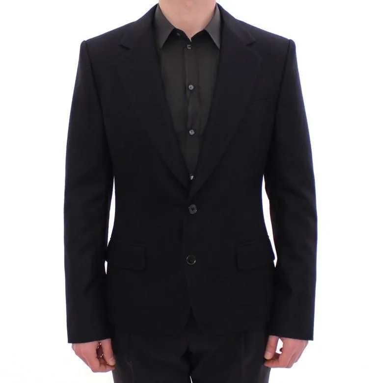Black slim fit wool blazer