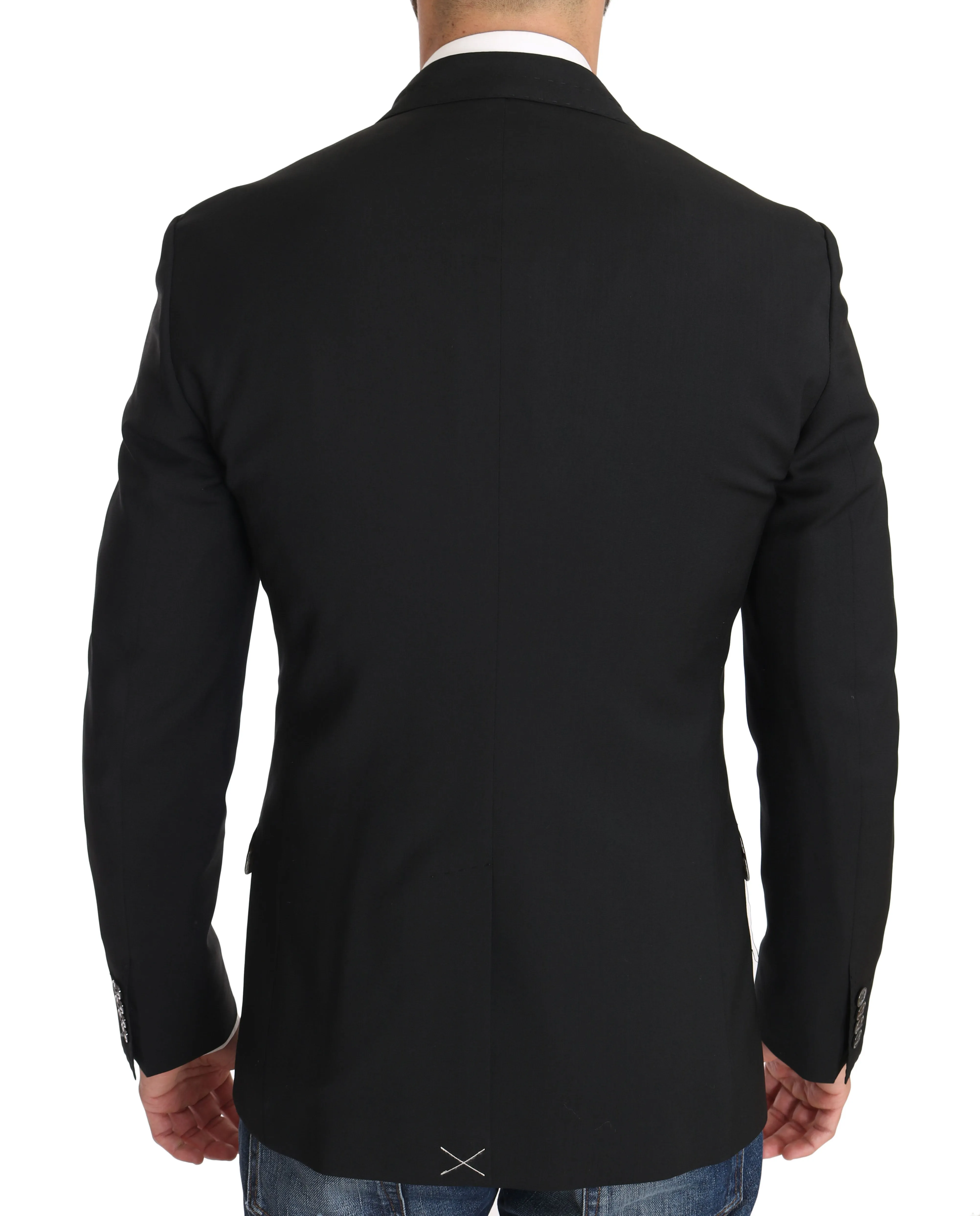Black Wool Blazer Vest 2 Piece Bird Print