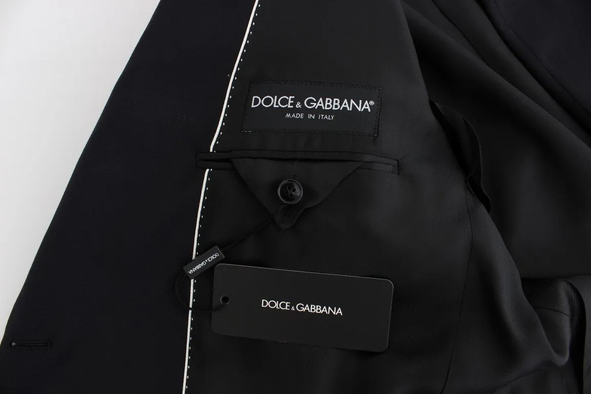 Black Wool Long Double Blazer Jacket Coat