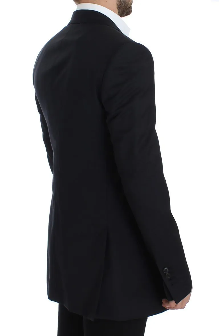 Black Wool Long Double Blazer Jacket Coat
