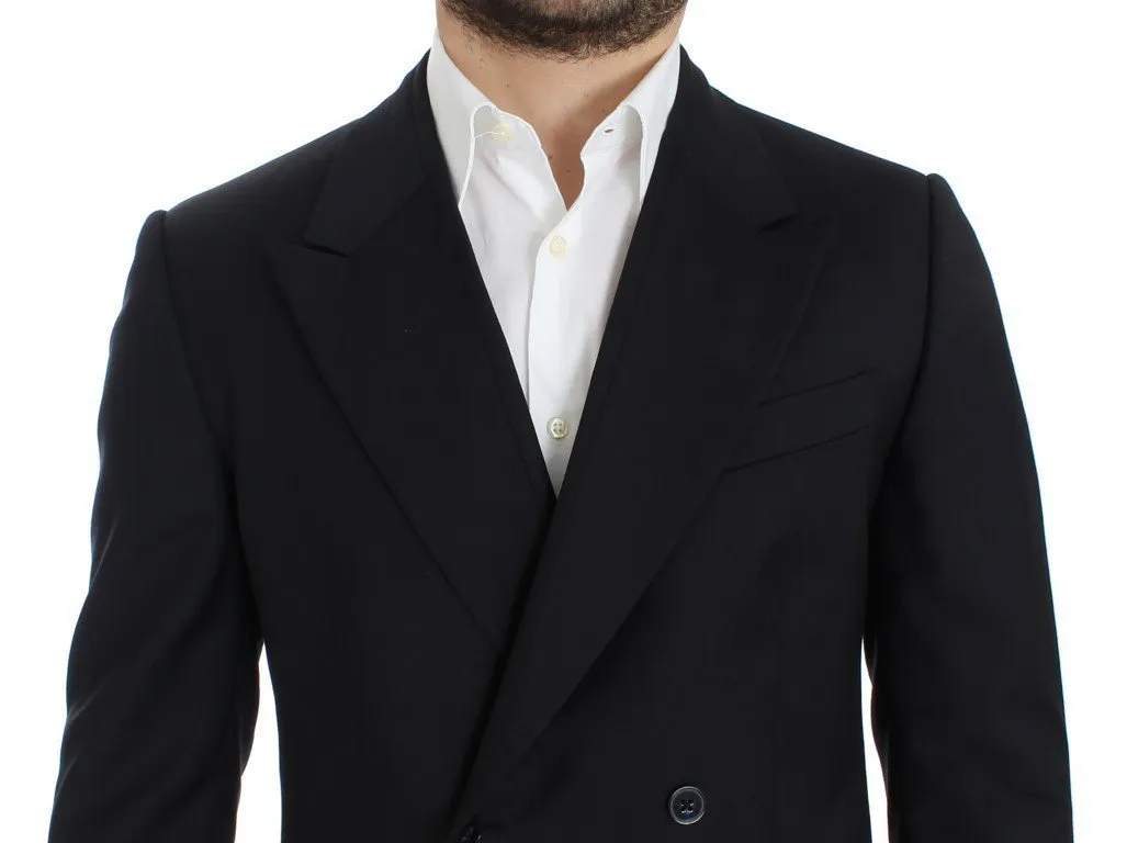 Black Wool Long Double Blazer Jacket Coat