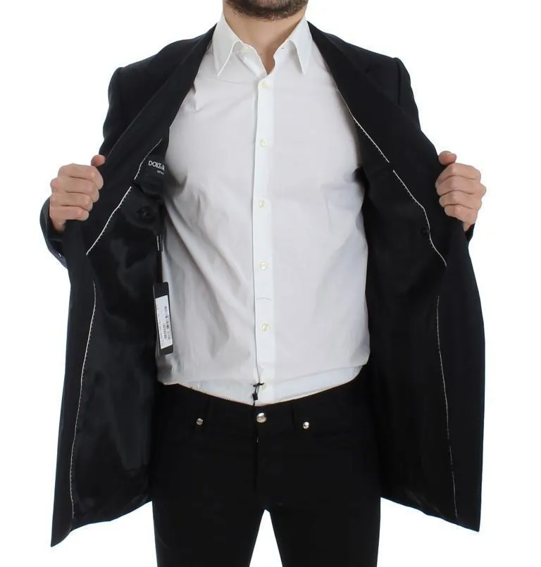 Black Wool Long Double Blazer Jacket Coat