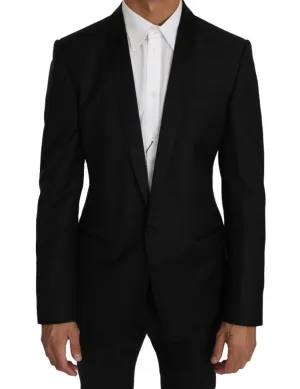 Black Wool Silk GOLD Blazer Jacket