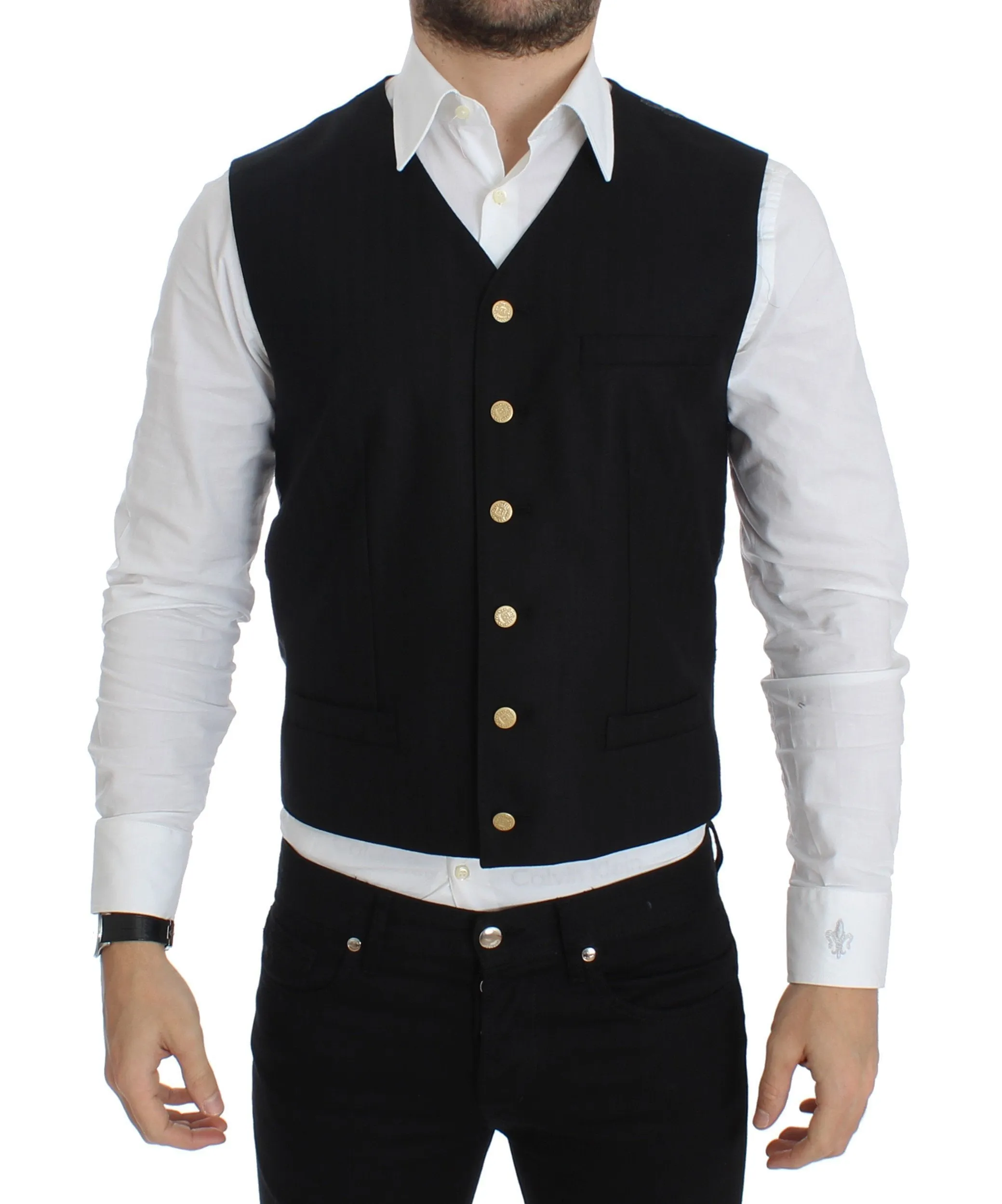 Black wool slim fit blazer