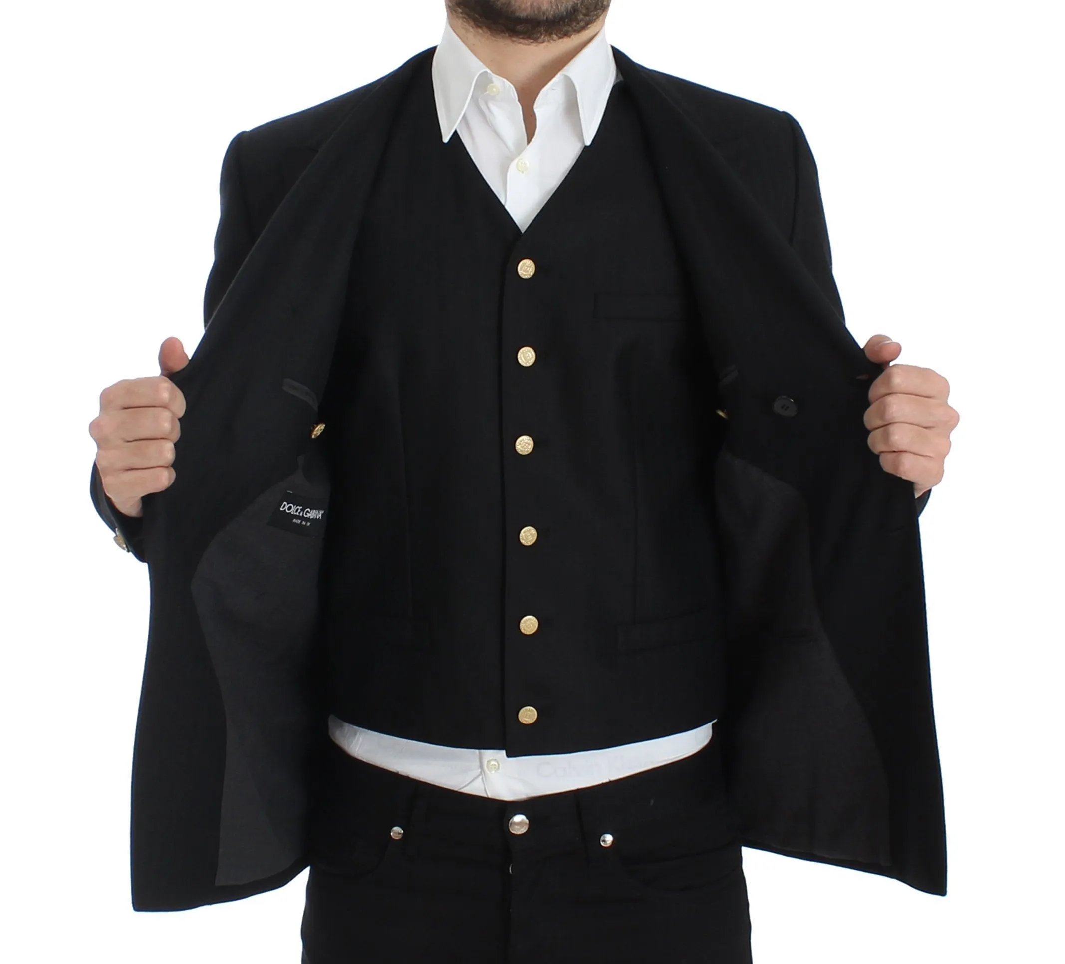 Black wool slim fit blazer