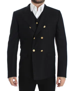 Black wool slim fit blazer