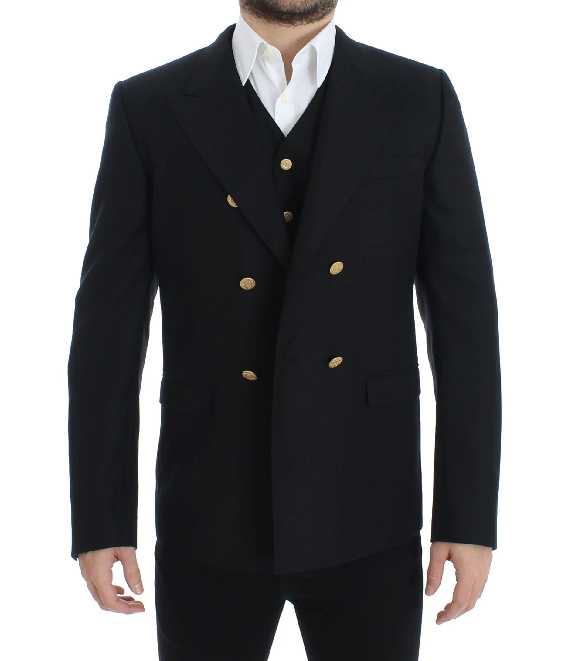 Black wool slim fit blazer