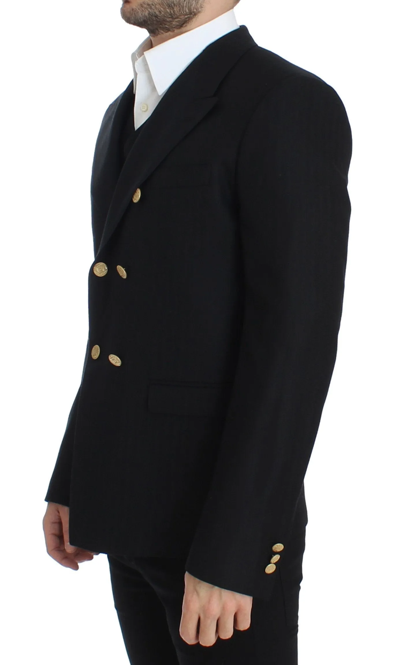 Black wool slim fit blazer