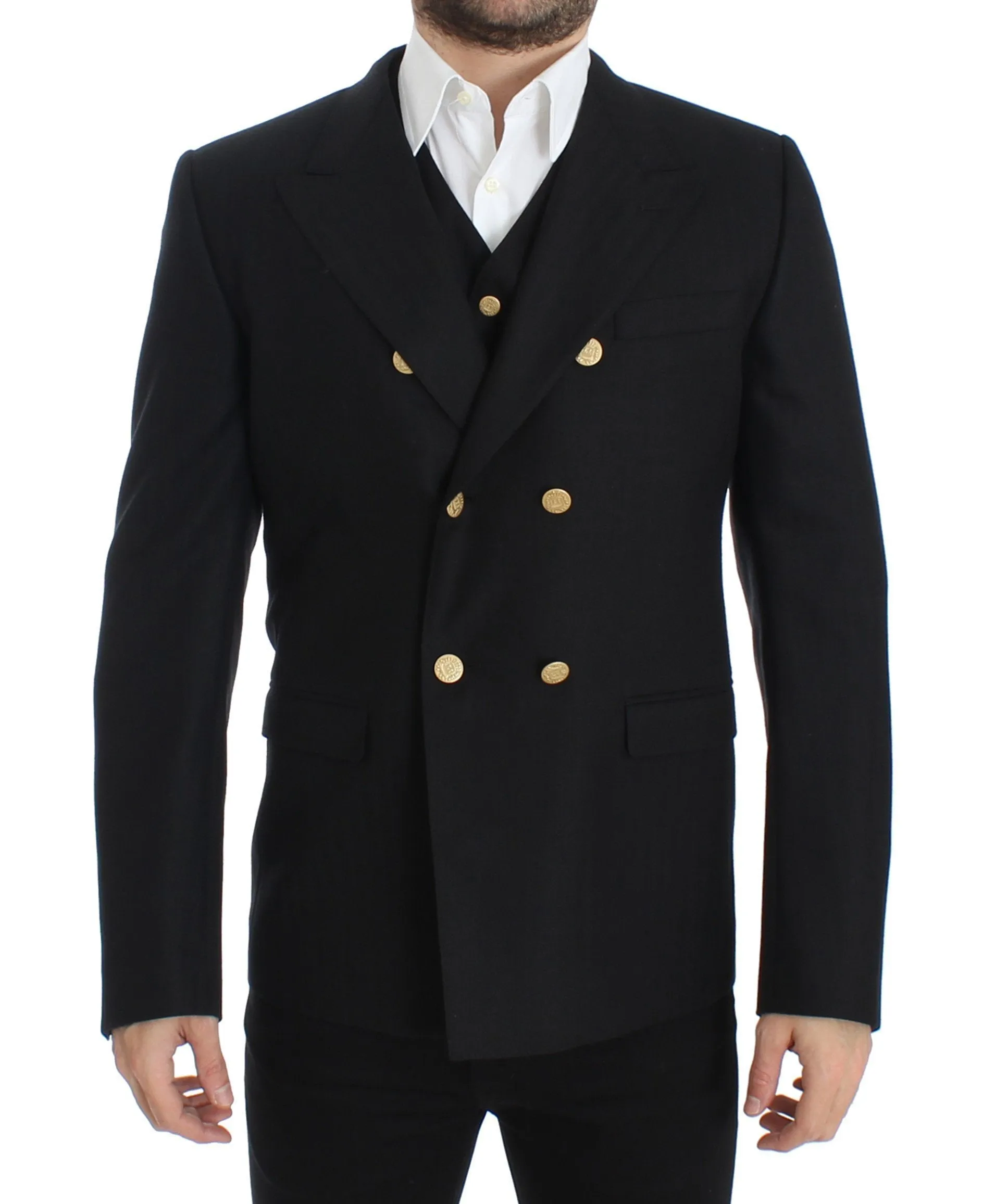 Black wool slim fit blazer
