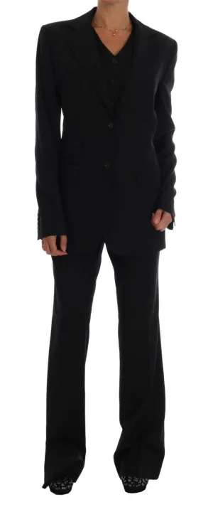 Black Wool Three Piece Suit