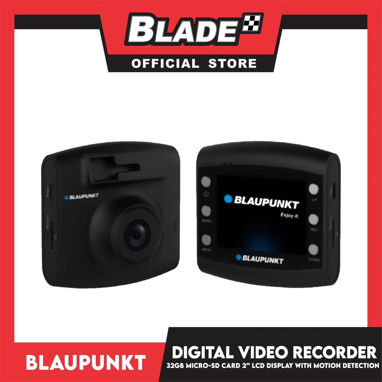 Blaupunkt Digital Video Recorder BP2.1 FHD 2'' LCD Display with Free 32gb Micro-SD Card