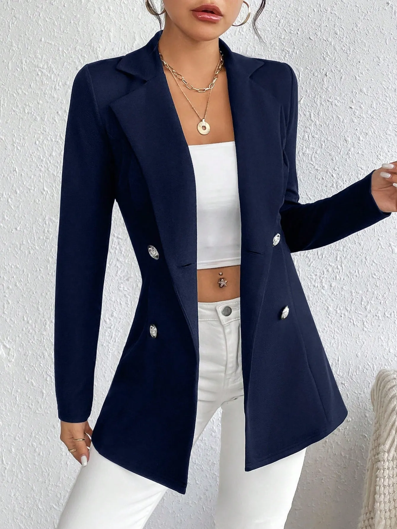 Blazer Ajustado de Manga Larga para Mujer  CR
