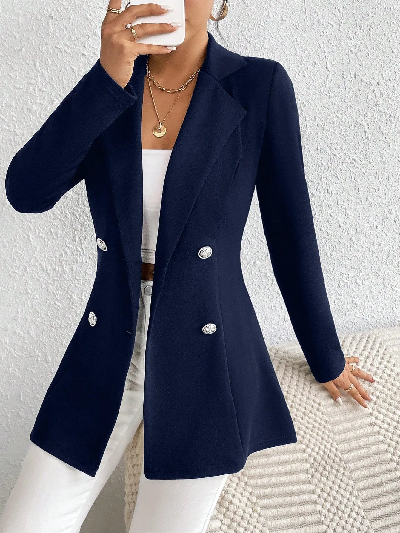 Blazer Ajustado de Manga Larga para Mujer  CR