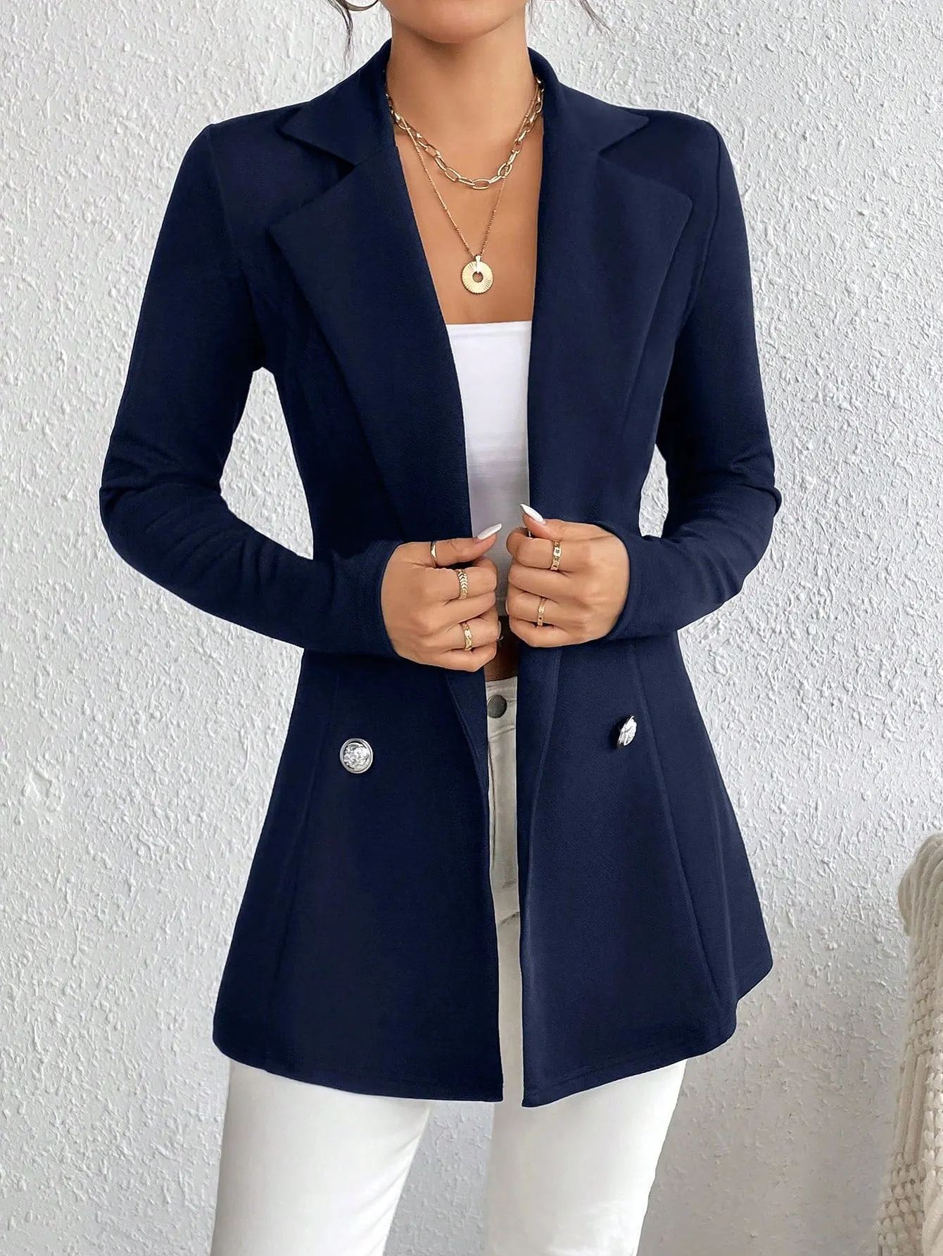Blazer Ajustado de Manga Larga para Mujer  CR