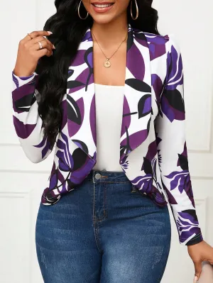 Blazer Blanco de Mujer con Estampado Morado