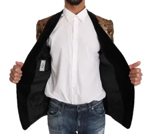 Blazer Gold Jacquard Floral Pattern Jacket