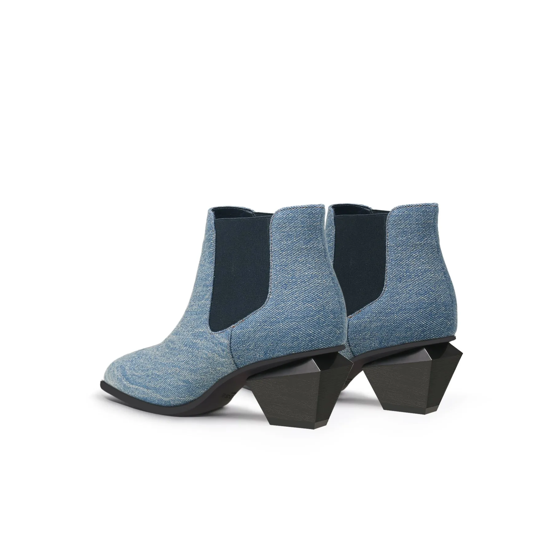 Block Heel Denim Chelsea Boots