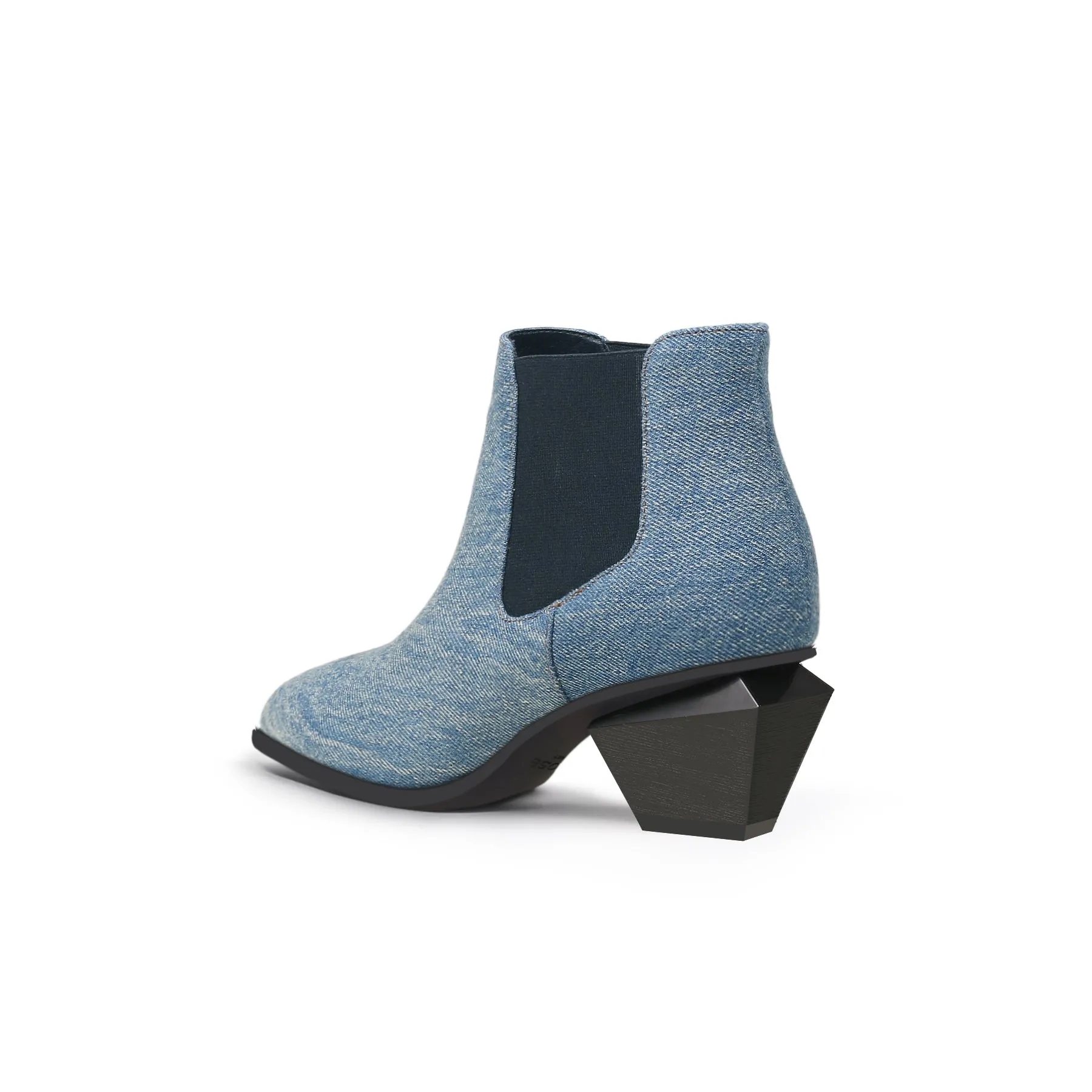 Block Heel Denim Chelsea Boots