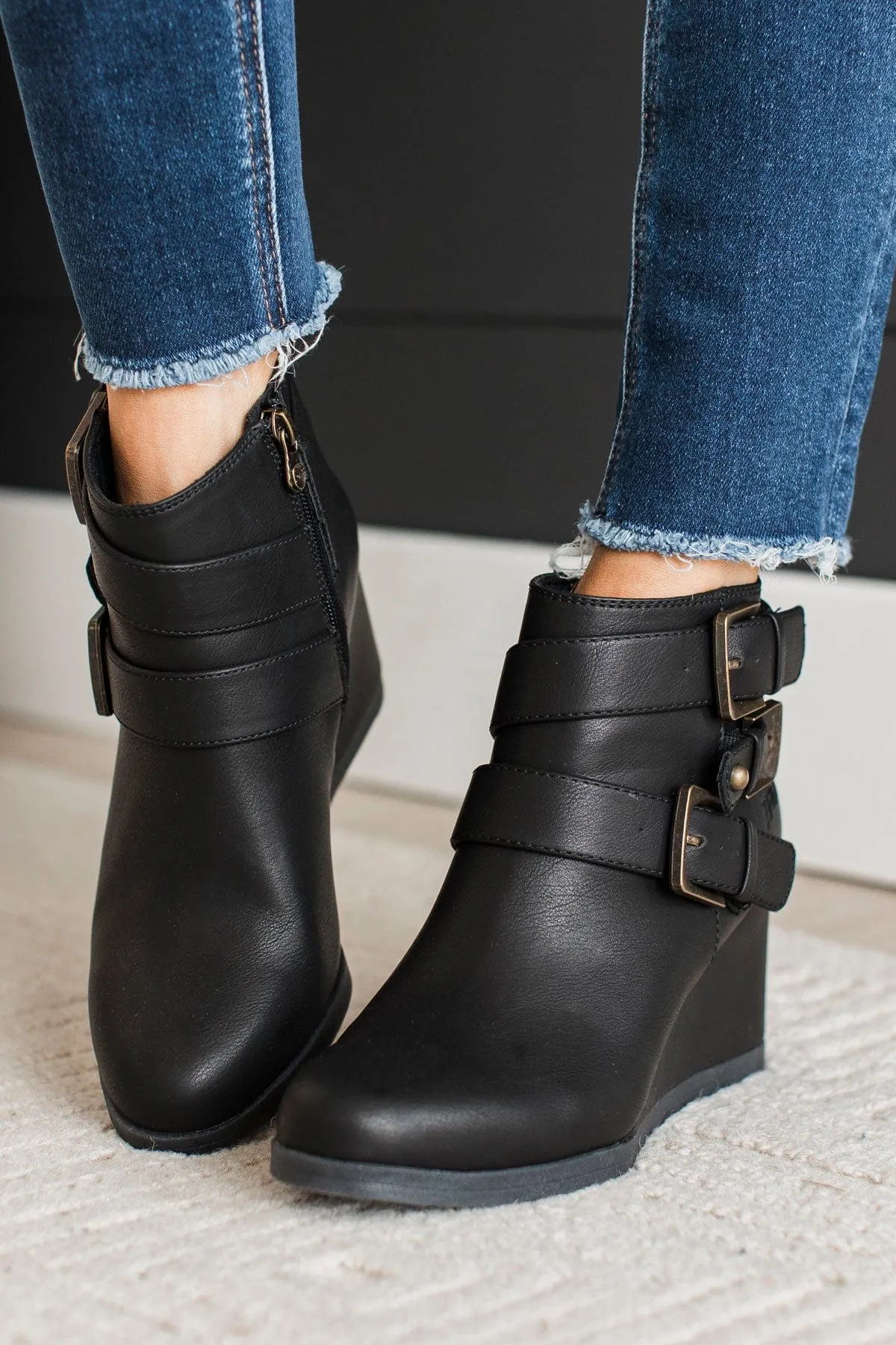 Blowfish Pomela Wedge Boots- Black Local Sheriff